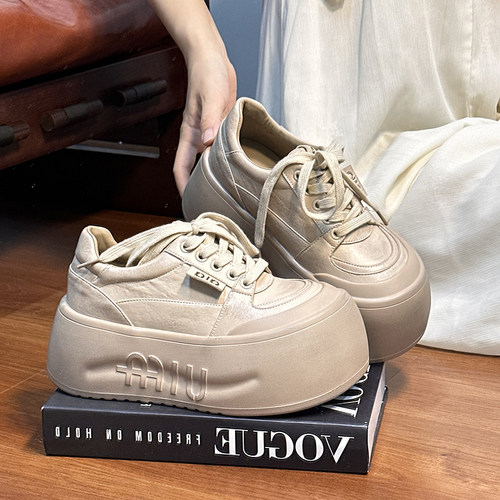 欧货真皮做旧大头面包鞋女