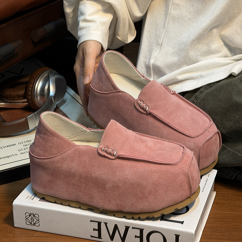 复古真皮丑萌大头勃肯鞋女厚底松糕面包鞋小个子增高休闲鞋乐福鞋,女鞋,松糕（摇摇）鞋,淘宝优惠券,粉丝福利购,淘宝优惠卷