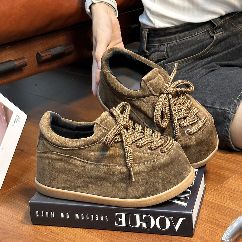 磨砂真皮松糕厚底丑萌勃肯鞋女