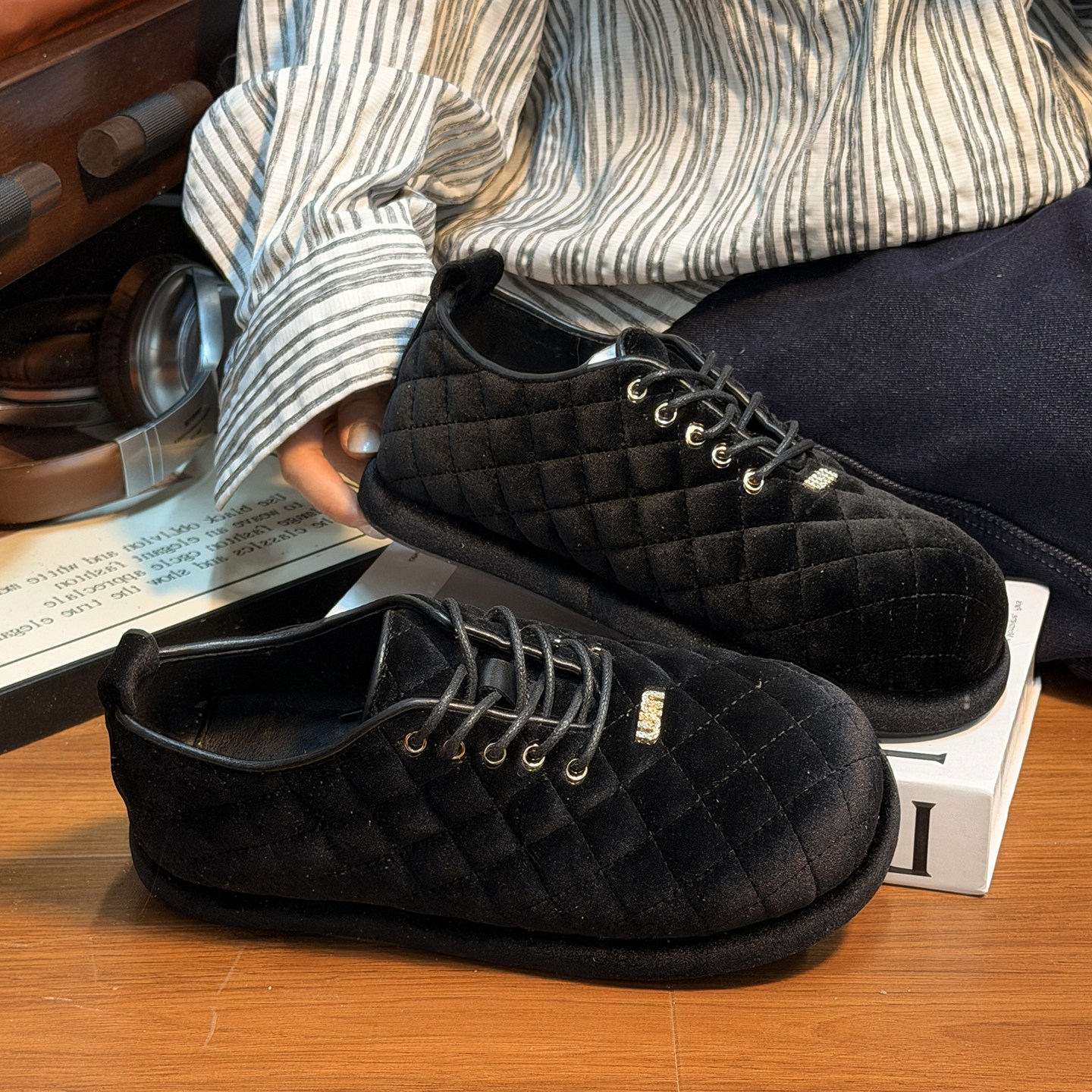 欧货绒面系带厚底乐福鞋女2026新款百搭圆头德比鞋平底休闲鞋单鞋,女鞋,乐福鞋（豆豆鞋）,淘宝优惠券,粉丝福利购,淘宝优惠卷