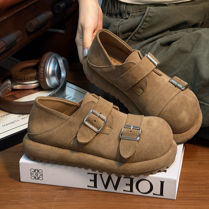 磨砂真皮复古大头丑萌厚底勃肯鞋女2026春季新款一脚蹬懒人乐福鞋,女鞋,勃肯鞋/软木鞋,淘宝优惠券,粉丝福利购,淘宝优惠卷