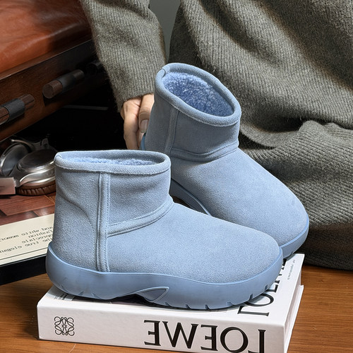 真皮厚底时尚雪地靴女2025冬季新款羊毛防滑加绒加厚保暖短棉靴潮