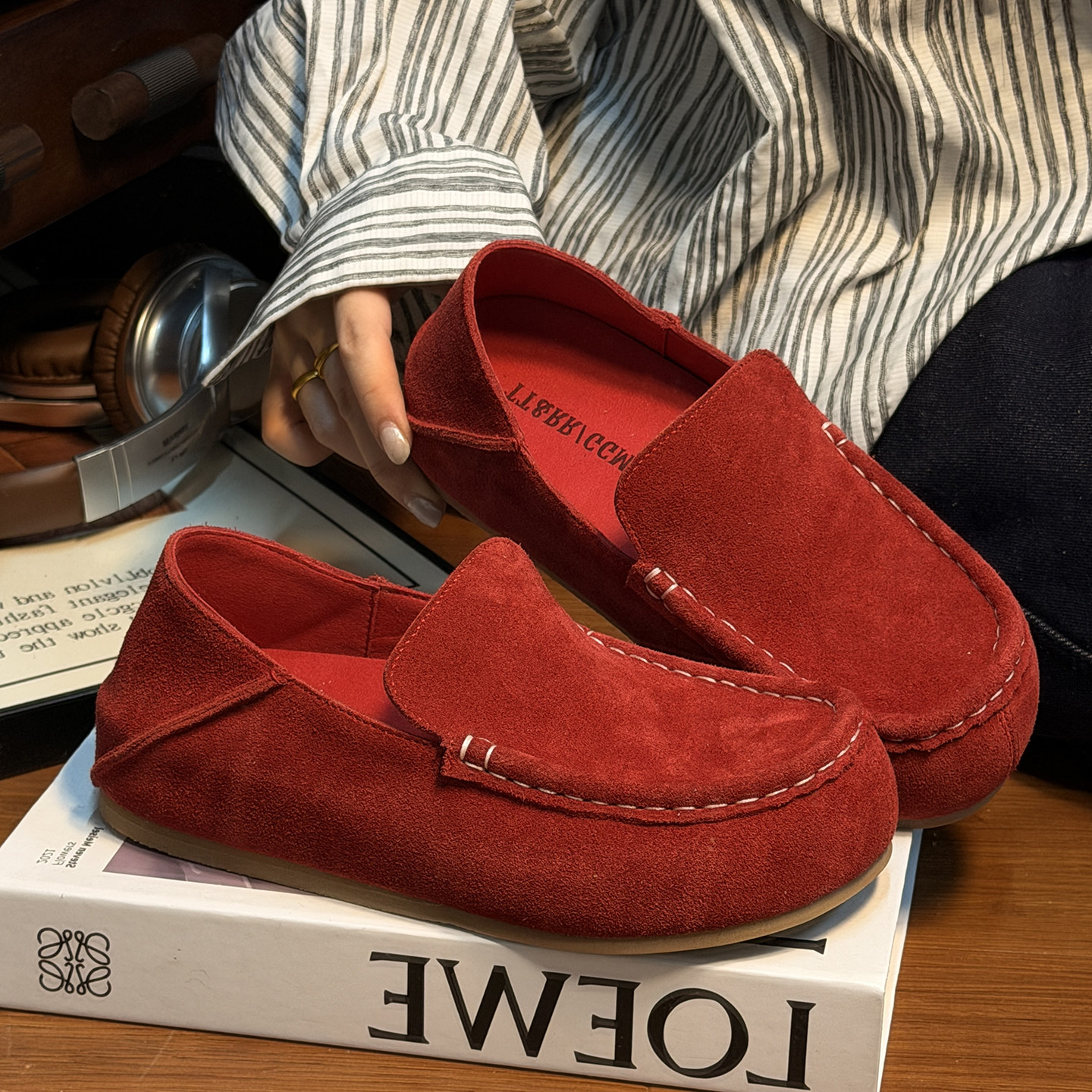 磨砂真皮复古大头厚底勃肯鞋女百搭一脚蹬懒人豆豆鞋瓢鞋女乐福鞋,女鞋,乐福鞋（豆豆鞋）,淘宝优惠券,粉丝福利购,淘宝优惠卷