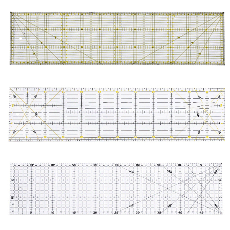 拼布尺工具服装尺缝纫亚克力透明尺15*60cm彩横版尺DIY拼布制图尺 居家布艺 尺子 原图主图
