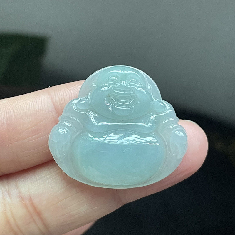 【天然翡翠大肚佛】一物一图冰种玉佛公男女款玉坠冰晴浅绿佛吊坠