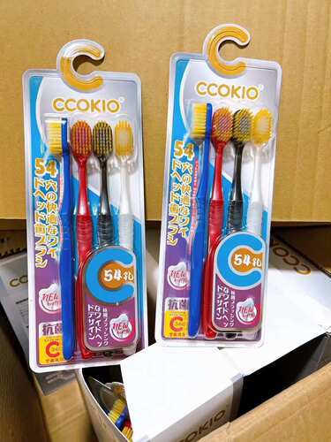 日本酷优客CCOKIO舒适宽头牙刷54孔软毛（4支装）