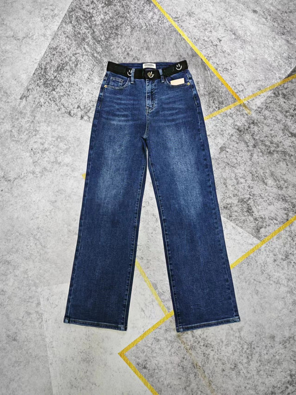 意系 女 高腰窄版阔腿裤 瘦版直筒裤 弹力修身阔脚裤 牛仔拖地裤