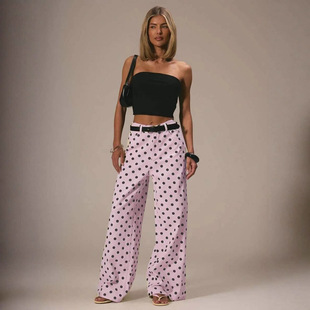 Loose polka dot jeans for women 街头宽松休闲长裤女波点牛仔裤