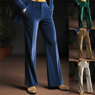Solid-colored velvet trousers 正装纯色金丝绒修身微喇裤西装裤