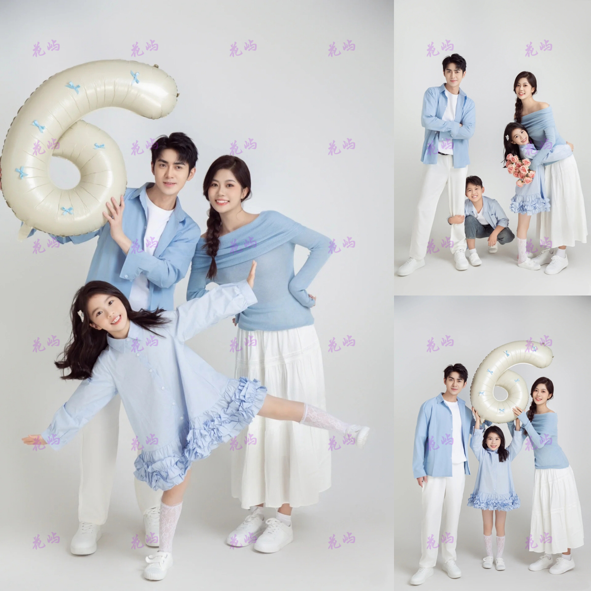 家庭装一家三口拍照亲子装艺术照