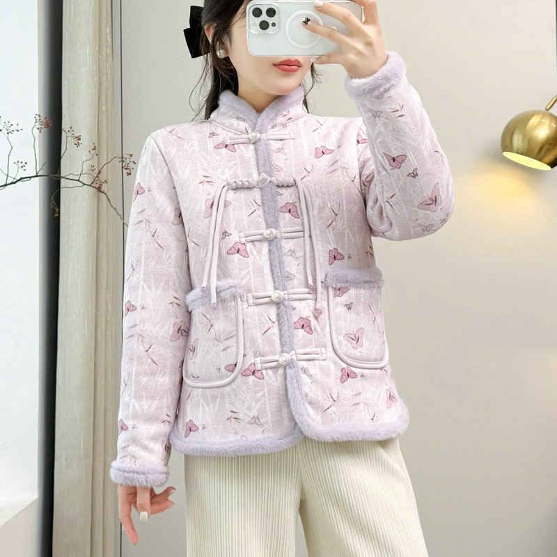 国风年轻加绒加厚东北大花棉袄