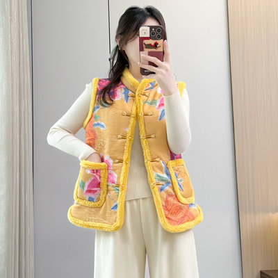 新中式盘扣加绒加厚保暖马甲