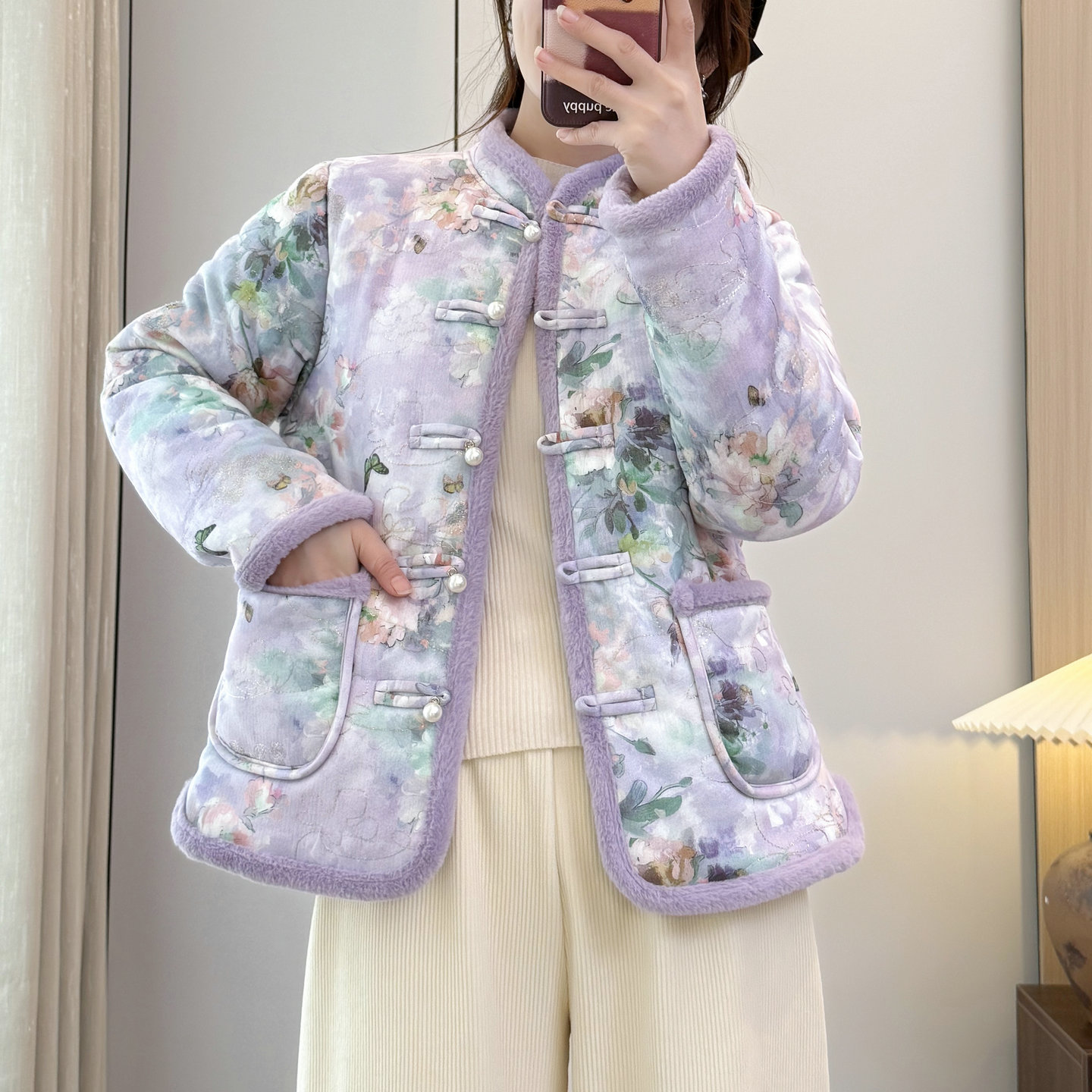 新中式国风复古盘扣加绒加厚棉服