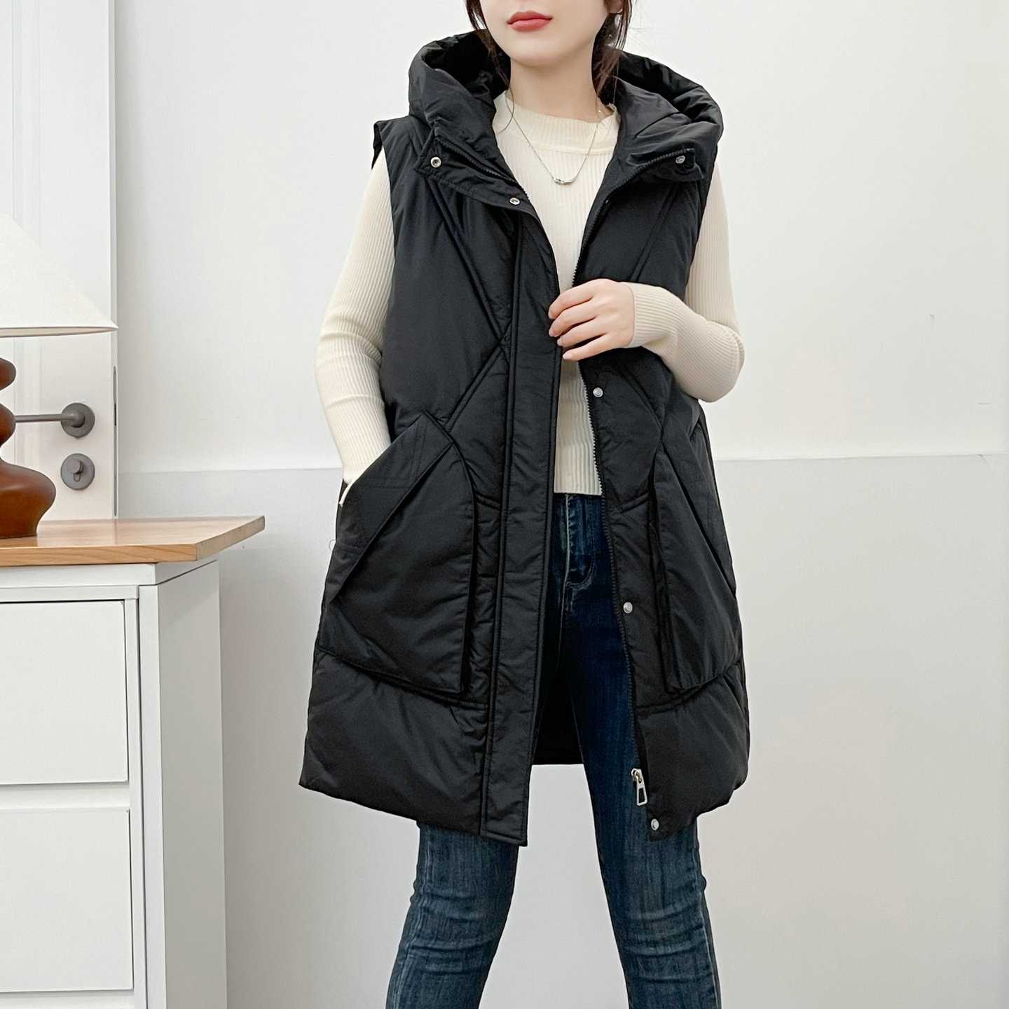 欧货休闲大码羽绒棉马甲女外搭