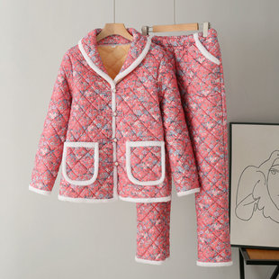 套装 民族风棉服加厚棉衣棉裤 大花袄棉袄两件套女冬季 东北休闲时尚