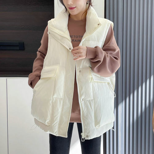 欧版宽松休闲中长款羽绒棉马甲