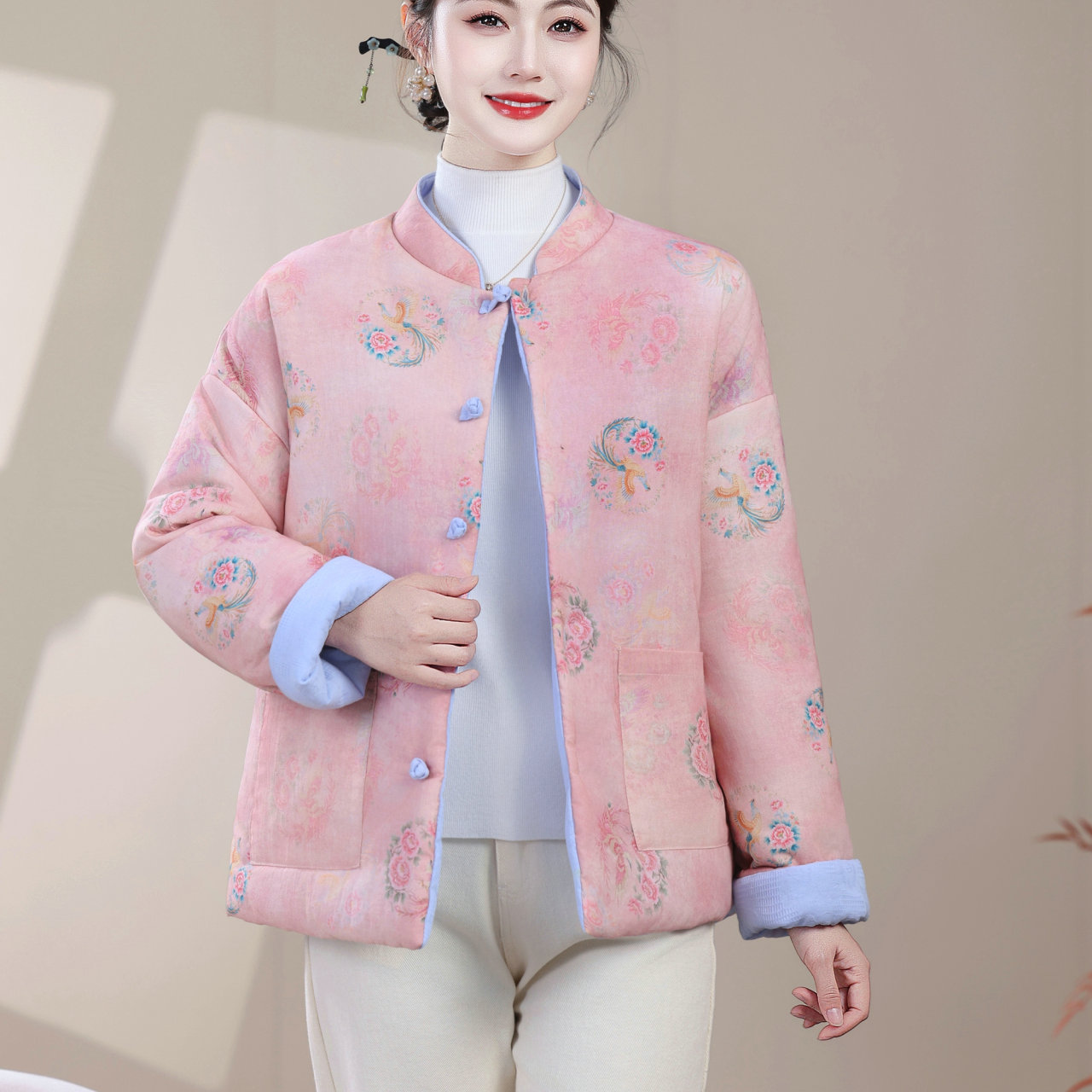 新中式国风双面穿棉服外套女