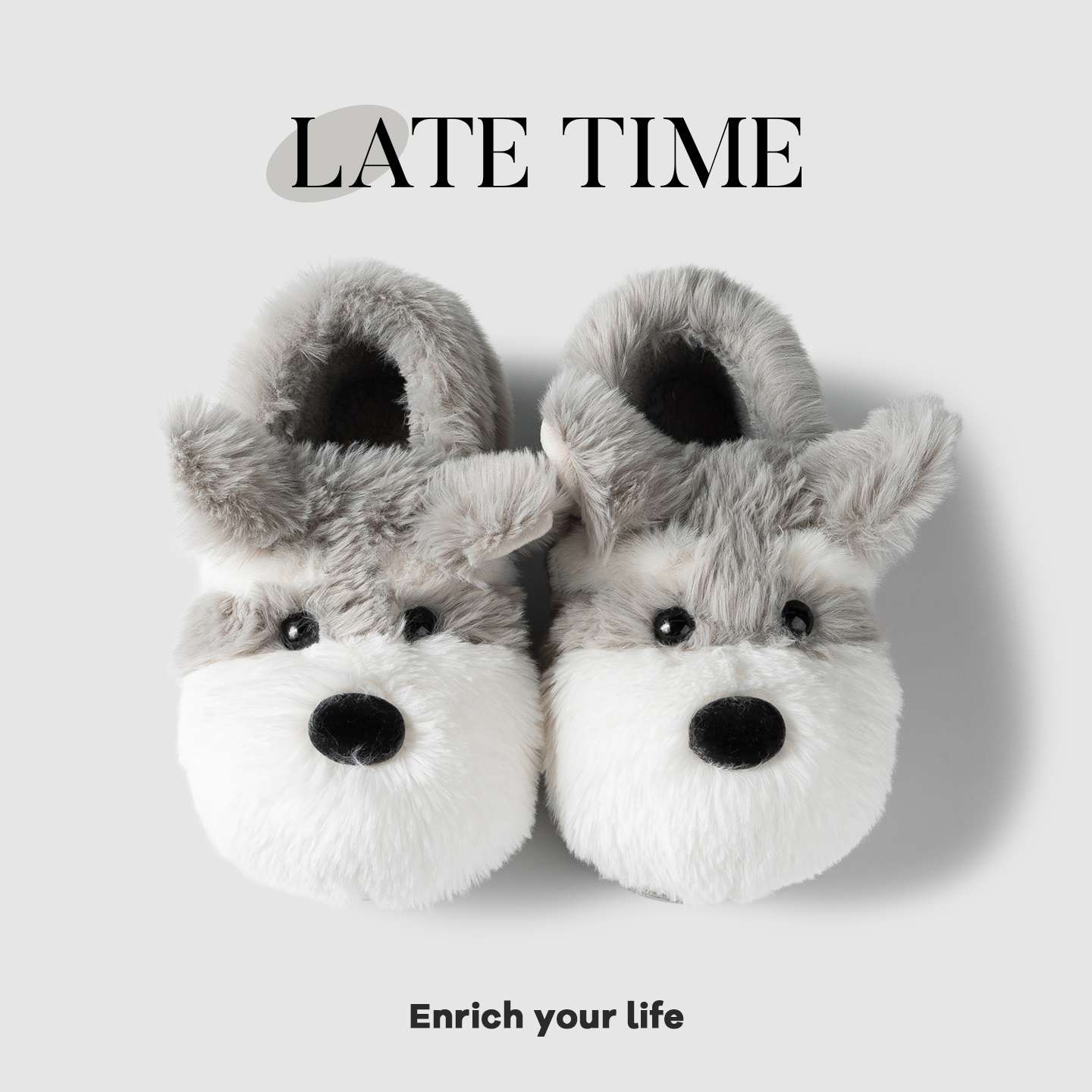 迟到时光雪纳瑞包跟棉拖鞋