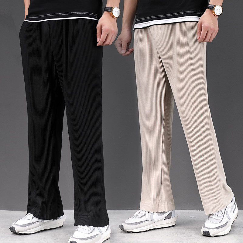三宅一生男士褶皱休闲长裤手工男装潮牌松紧腰宽松JF150直筒裤潮
