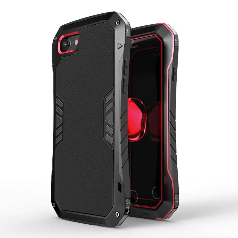 Luphie Armored Knight Bicolor Aluminum Metal Bumper + Shockproof Silicone Triple Protection Case Cover for Apple iPhone 7 Plus/7