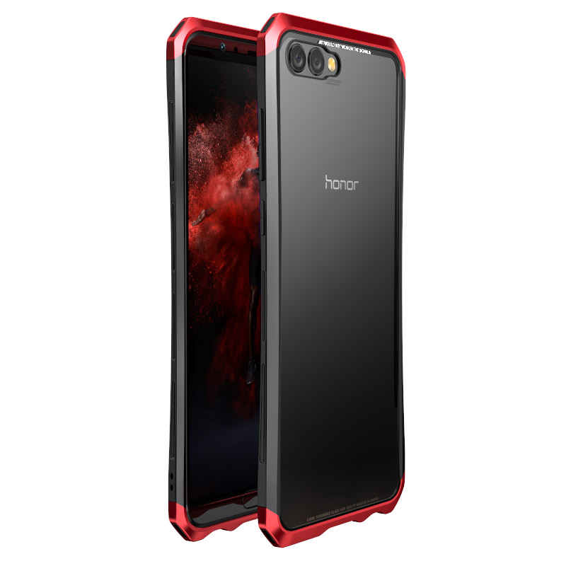 Luphie Nunchaku Airframe Metal Frame Air Barrier Tempered Glass Back Case Cover for Huawei Honor V10