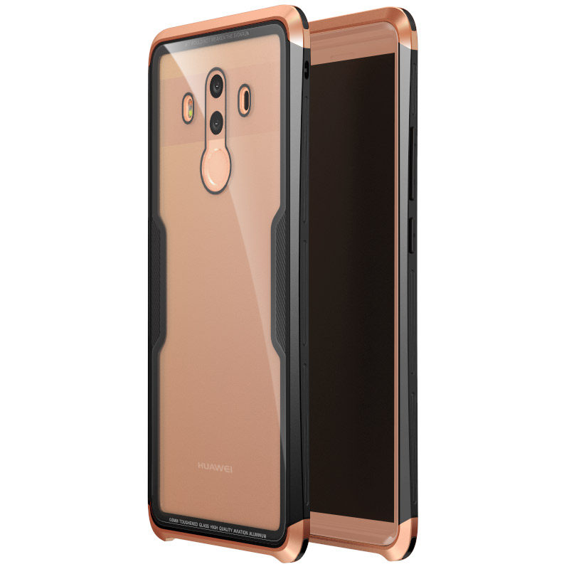 Luphie Nunchaku Airframe Metal Frame Air Barrier Tempered Glass Back Case Cover for Huawei Mate 10 Pro
