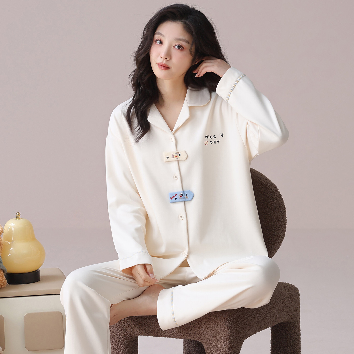 睡衣女款2026新款纯棉套装秋春
