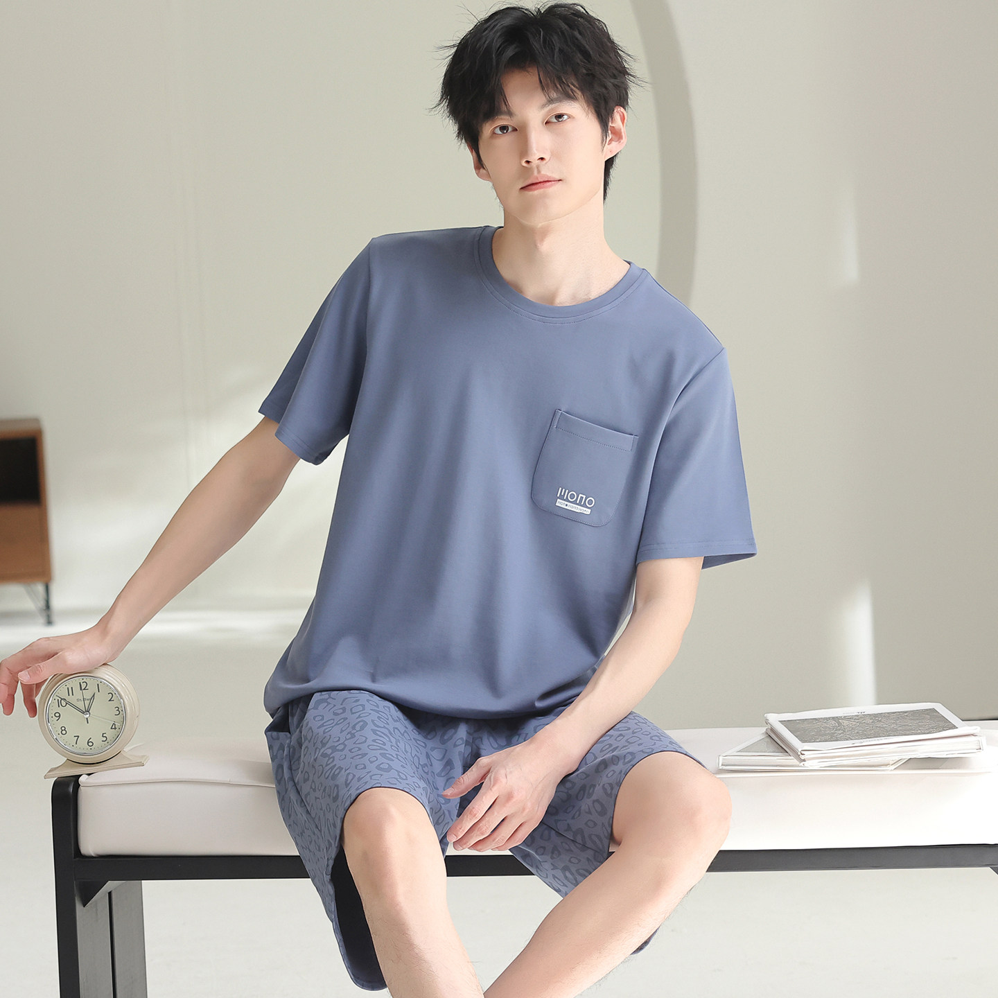 卡之恋男士纯棉睡衣夏季短袖