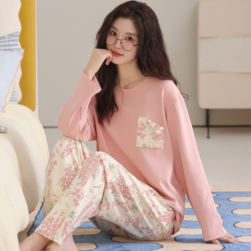 卡之恋纯棉加厚睡衣女春秋冬长袖