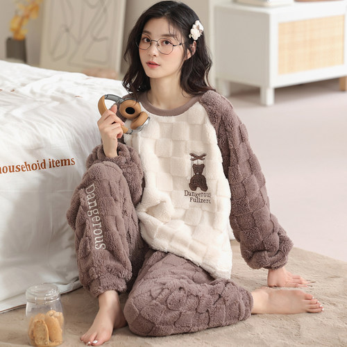 卡之恋睡衣女士秋冬季珊瑚绒