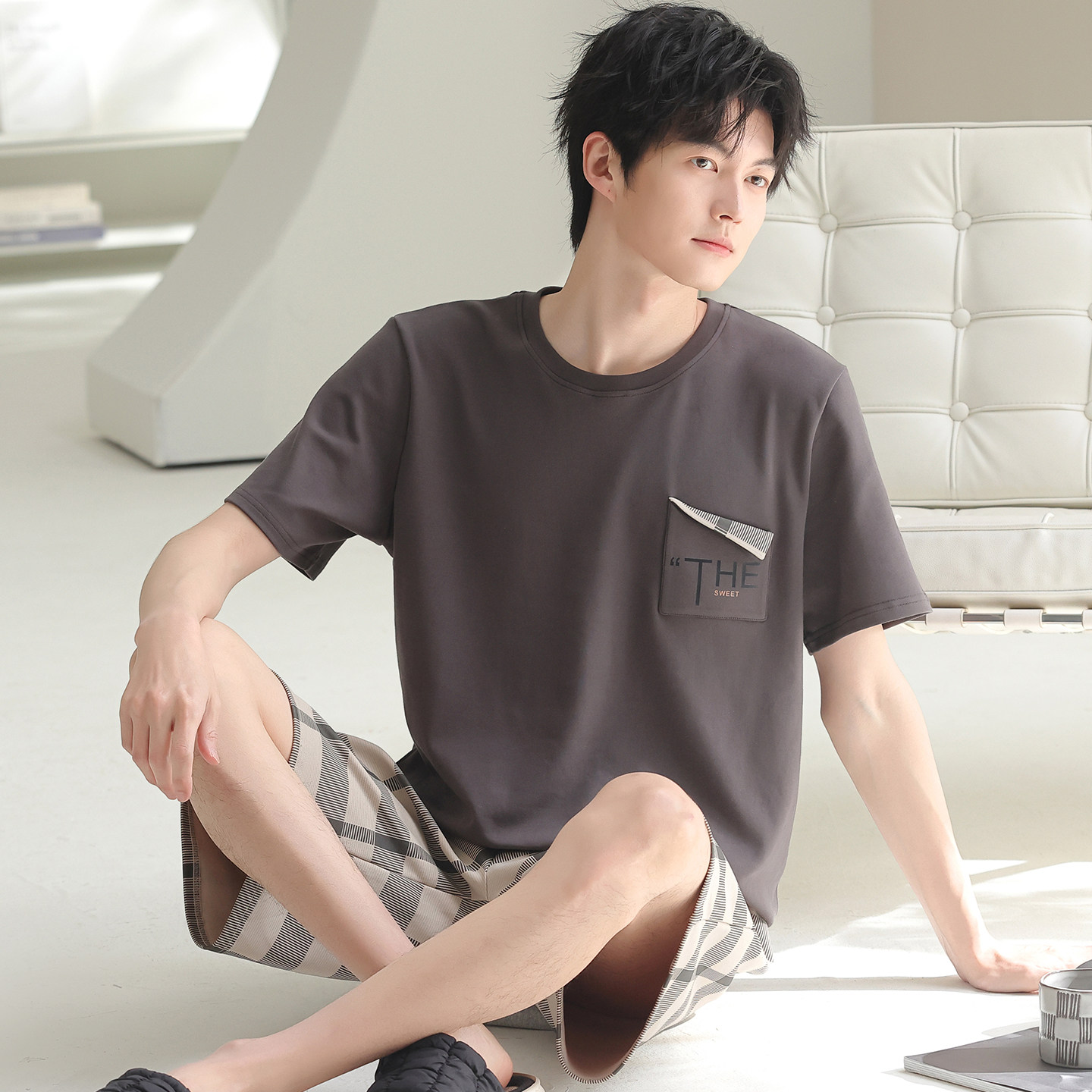 卡之恋男士纯棉睡衣夏季短袖