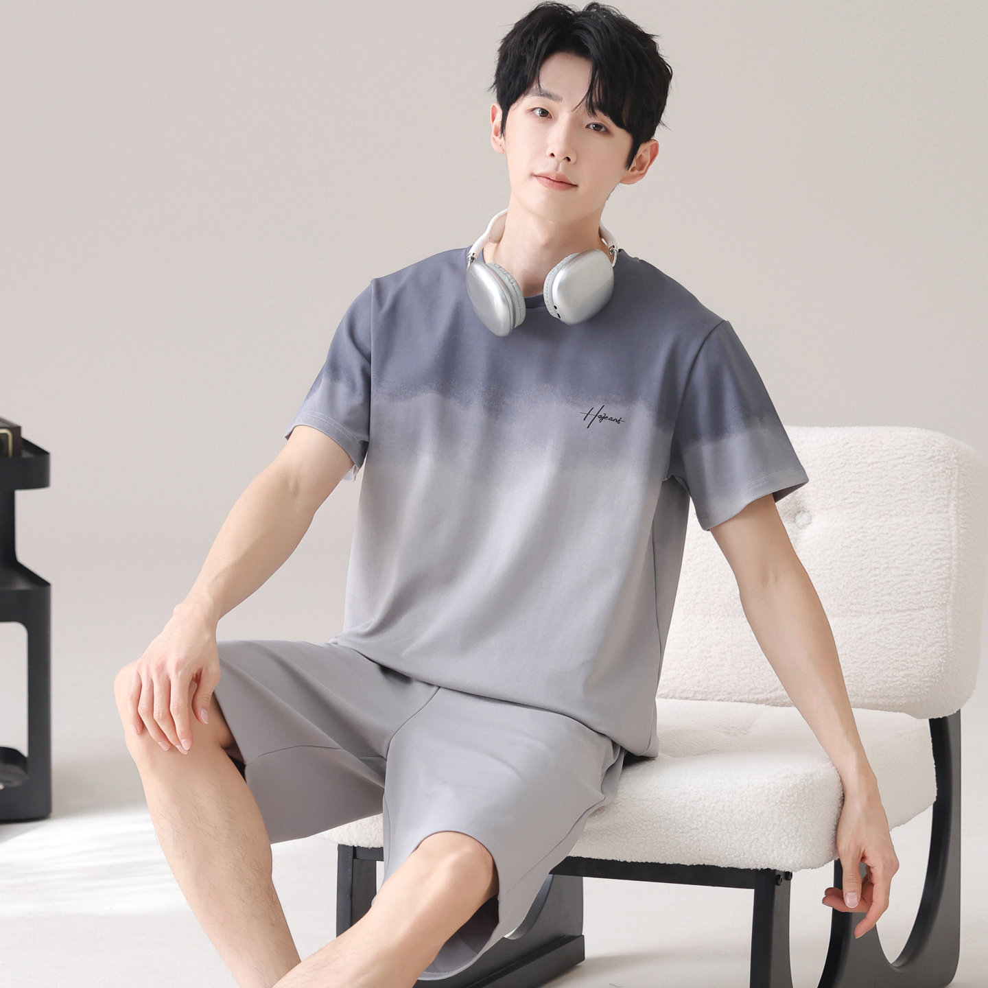 卡之恋睡衣夏季男款纯棉薄款短袖