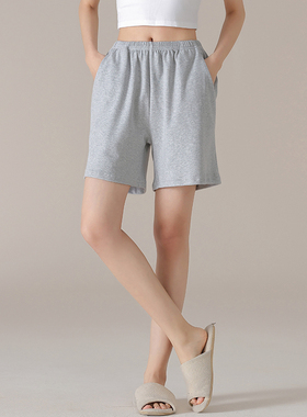 卡之恋睡衣睡裤夏天纯棉薄款女士灰色短裤休闲运动大码单件家居裤