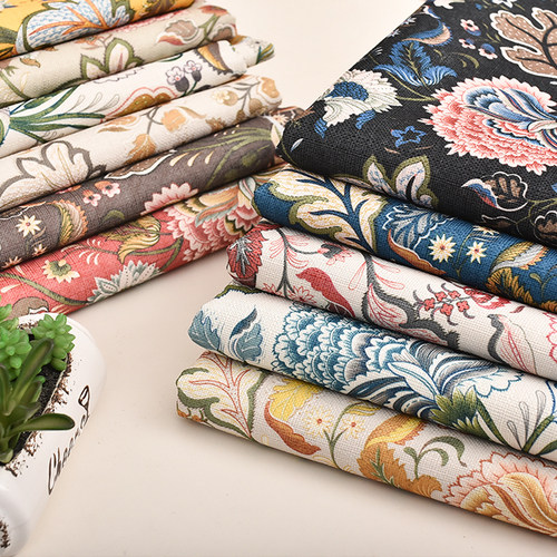 古典风仿亚麻床头硬包沙发布料