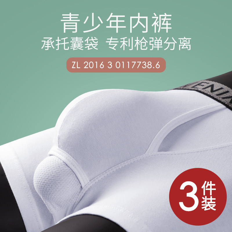 青少年内裤男发育期学生14岁初中生纯棉三角大童男孩高中生平角裤