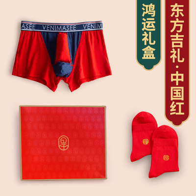 男士内裤红色本命年龙一条装枪弹式分离专利阴囊托龙年结婚平角裤