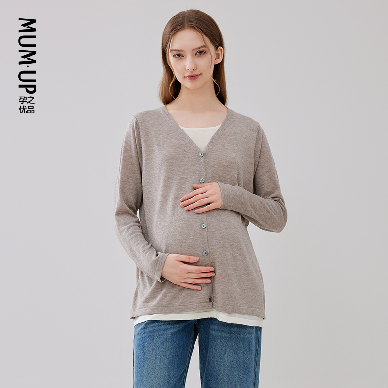 孕之优品绵羊毛假两件针织衫