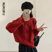 孕之优品新年红色孕妇毛衣秋冬新贵老钱风孕妇装 小个子针织衫 上衣