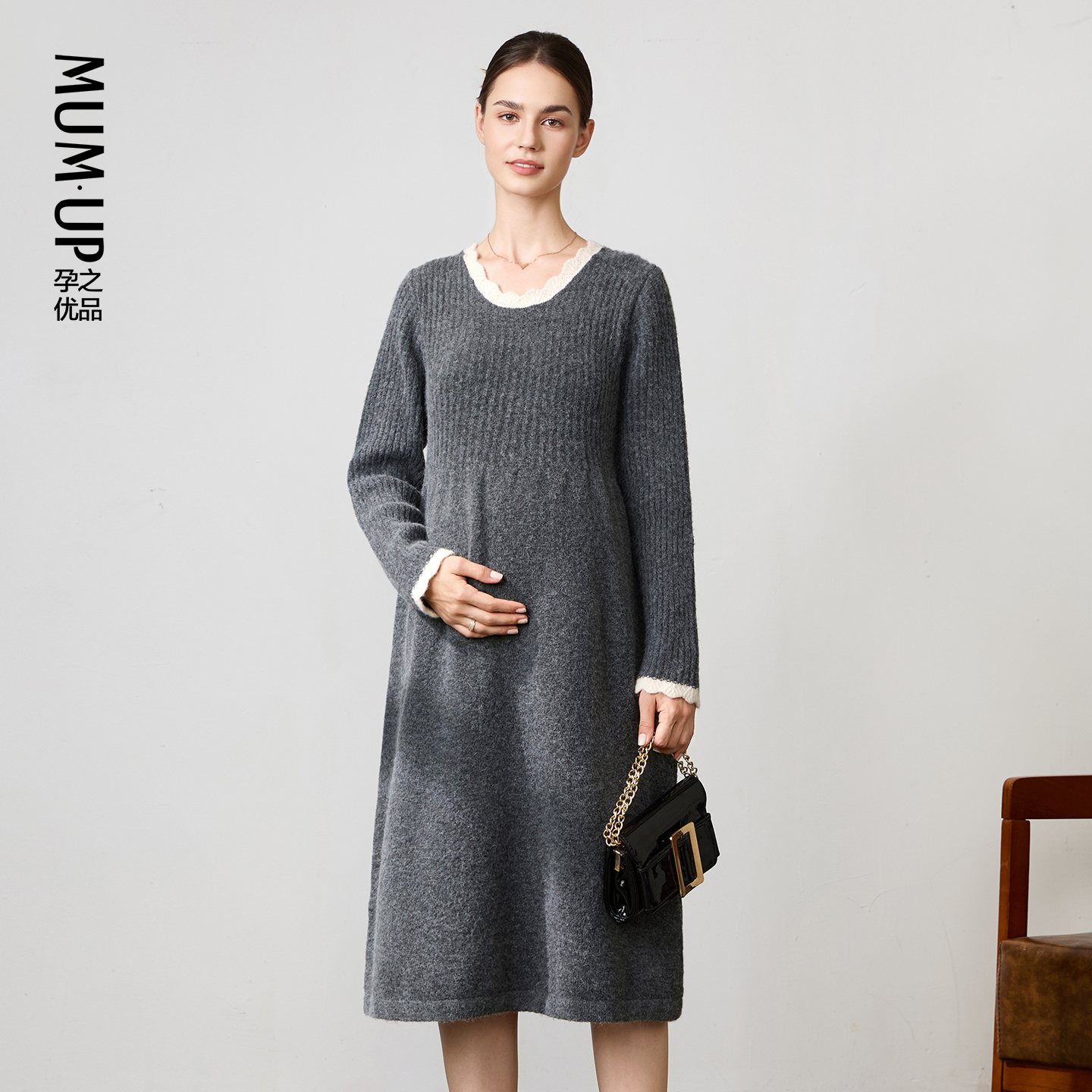 【新品】孕妇连衣裙秋季2025新款针织毛衣裙保暖洋气打底裙孕妇装