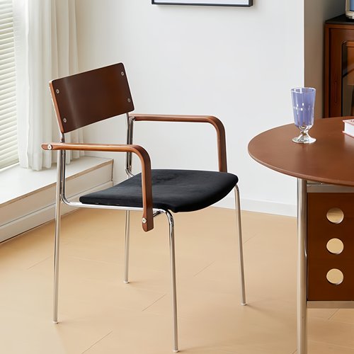 北欧实木餐椅中古风扶手椅