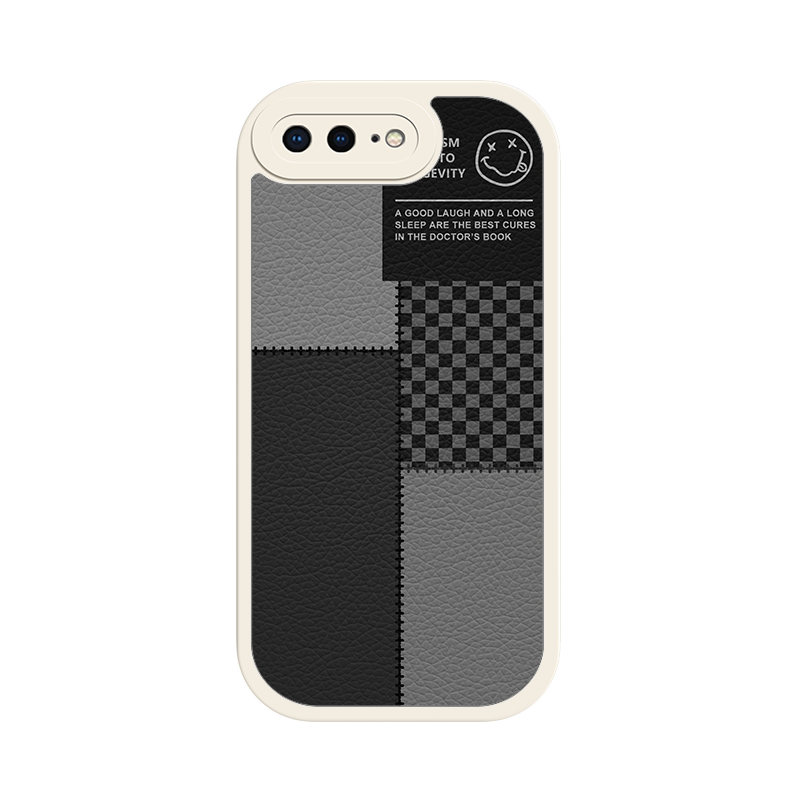 黑灰格子适用苹果8plus手机壳iphone7保护套7p简约新款小羊皮se3女男plus全包7防摔iphone8硅胶iphonese2