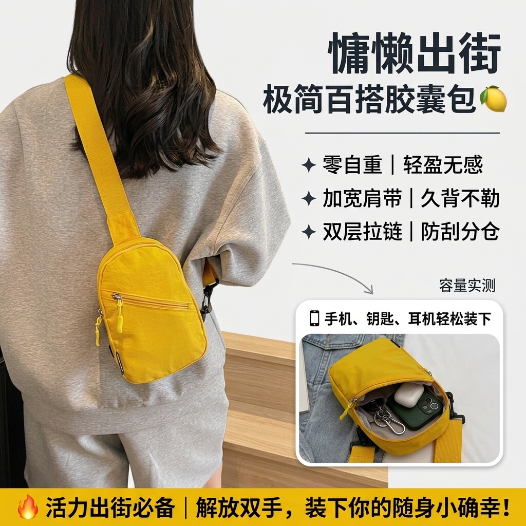胸包女2026新款高级感女式轻便旅游斜挎包男青少年骑行单肩小背包图片