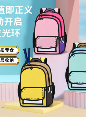 Creative Women 2D Drawing Backpack Cartoon School Bag Comic