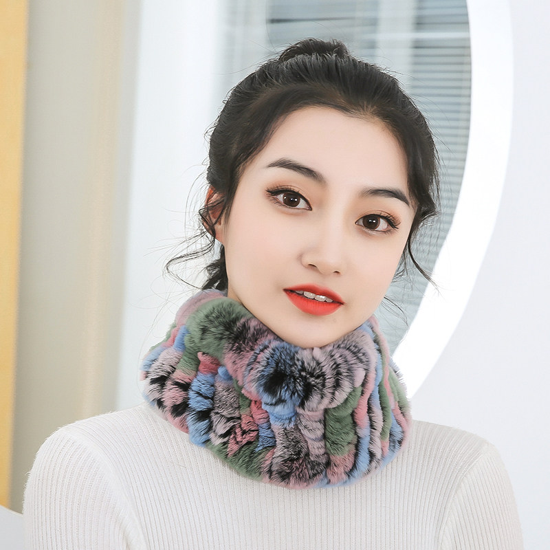 真獭兔毛脖套男儿童加厚保暖护颈弹力皮草围巾护颈小孩围脖女发带