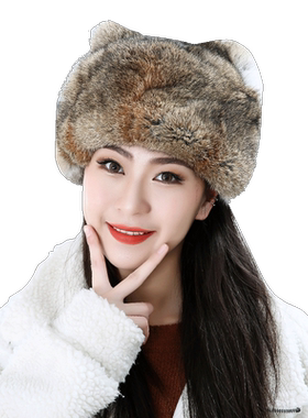 皮草帽子兔毛韩版冬季猫耳朵