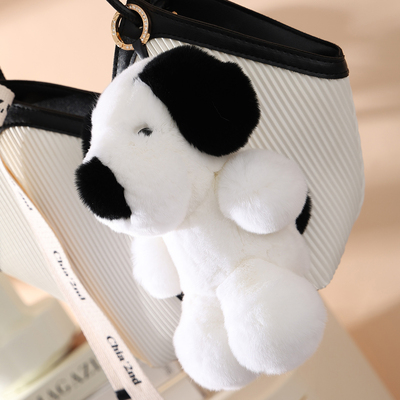 可爱獭兔毛大白狗公仔书包包挂饰毛绒玩偶狗狗车内钥匙扣挂件礼物