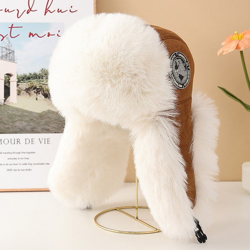 仿皮草帽子男冬雷锋帽仿狐狸毛帽蒙古帽户外加厚保暖俄罗斯风雪帽