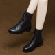 软皮系带马丁靴英伦风平底短靴加绒女靴真皮鞋 女鞋 秋冬季 2025新款