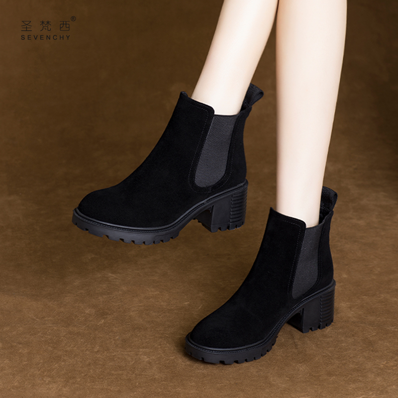 磨砂切尔西短靴英伦休闲百搭