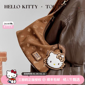 新年生日礼物TOUTOU凯蒂猫联名棕色腋下包软袋hobo包哈喽kt斜挎包